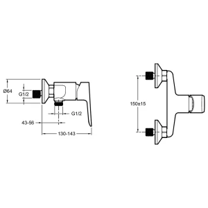 Смеситель Jacob Delafon Oscar для душа E29843-CP